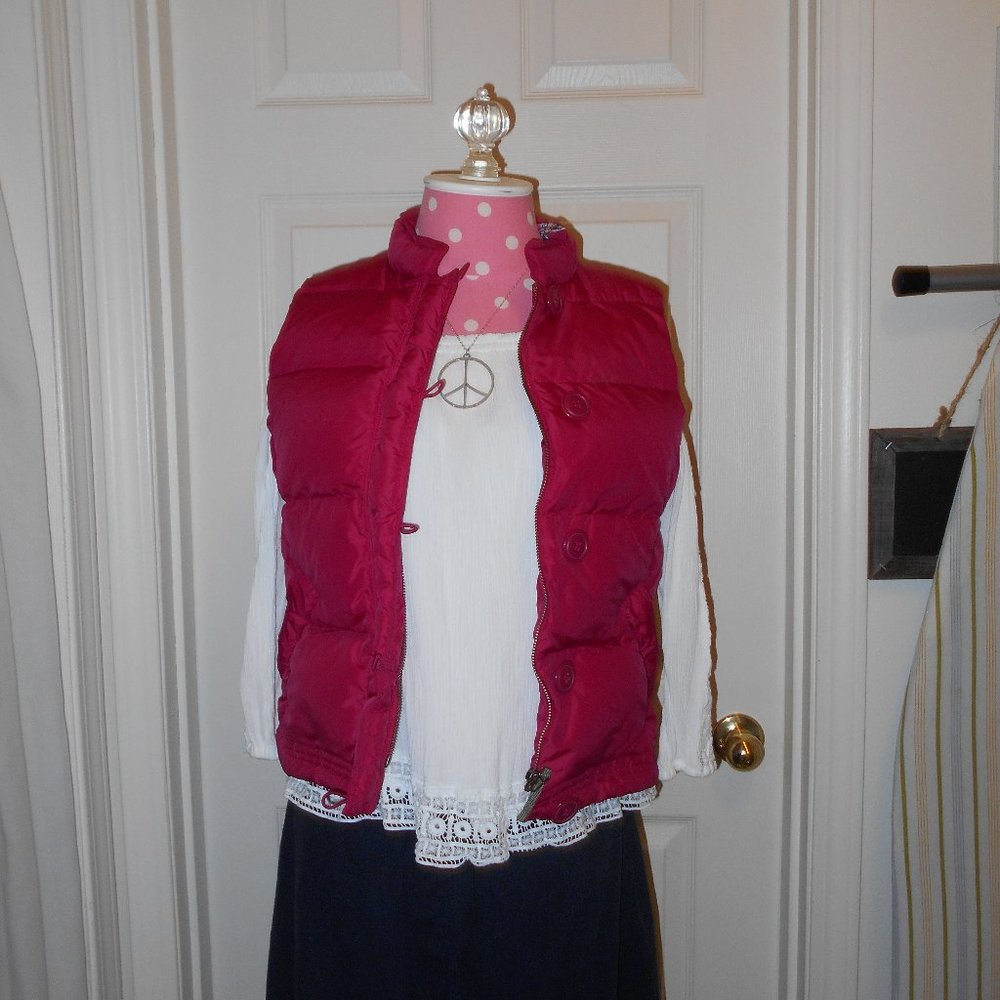 Down Puffer Vest by J CREW Hot Pink (Sm) Small DOWN FILL